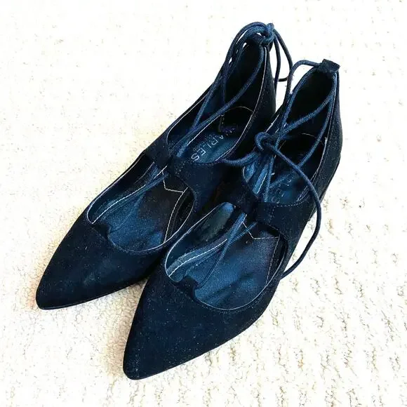 Charles David US 5M Shoes Black Suede Lace Up Mid Heel Dressy Ghillies Unique - Picture 1 of 11